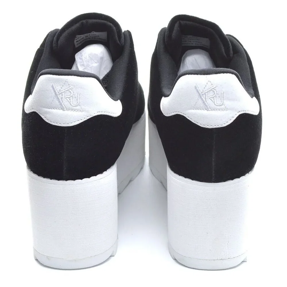 YRU Lala Black Velvet Platform Sneakers 10 / 41 New